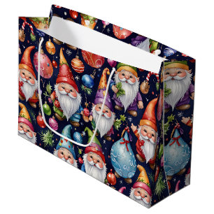 Christmas Gnomes Large Gift Bag