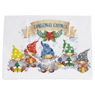 Christmas Gnomes Large Gift Bag
