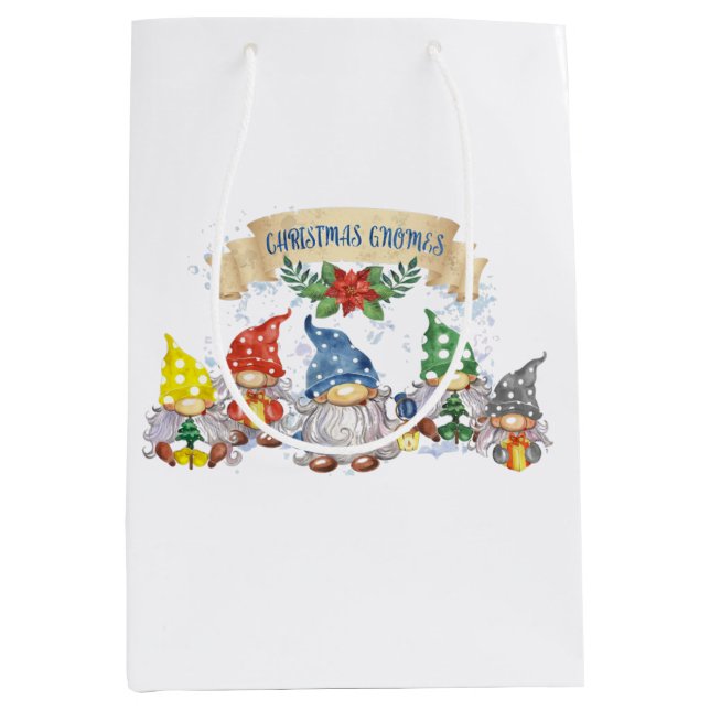 Christmas Gnomes  Medium Gift Bag (Front)