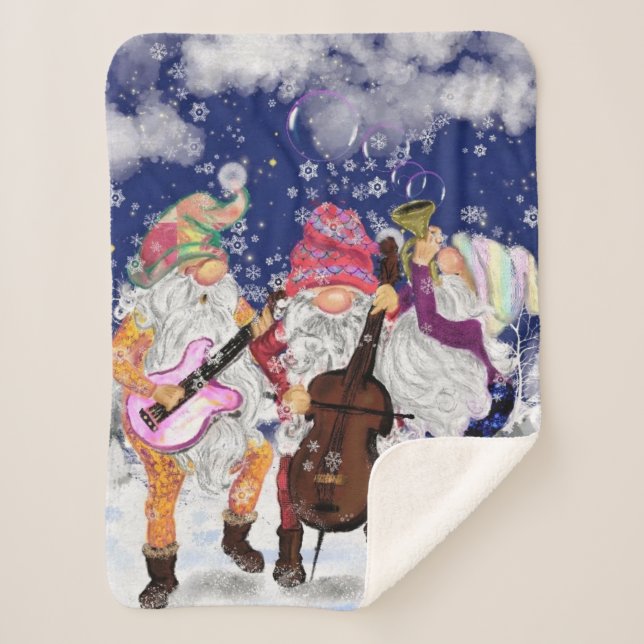 Christmas Gnomes Music Band Baby Sherpa Blanket (Front)