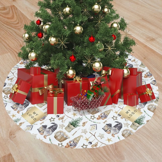 Christmas gnomes nordic farmhouse business logo brushed polyester tree skirt (Creator Uploaded)