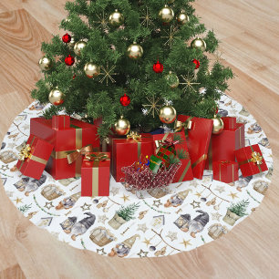 Christmas gnomes nordic farmhouse style brushed polyester tree skirt