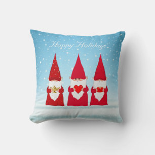 Christmas Gnomes on Light Blue Cushion
