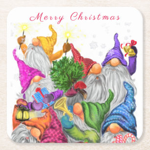 Christmas Gnomes Paper Coaster