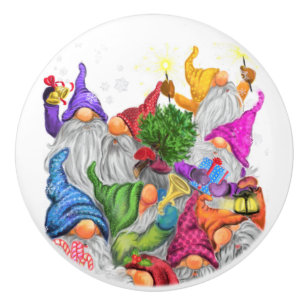 Christmas Gnomes Party Ceramic Knob Gift