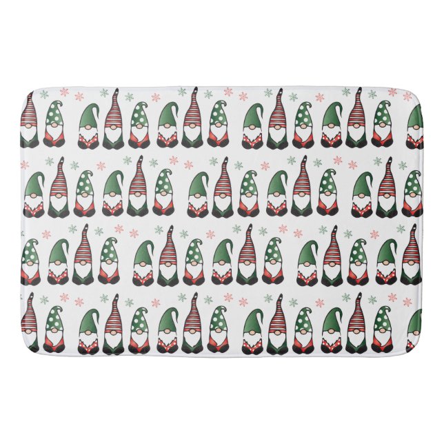 Christmas Gnomes Pattern Bath Mat (Front)