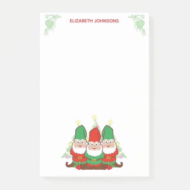 Christmas Gnomes Personalised Post-it Notes (Front)