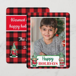 Christmas gnomes plaid (add your photo) holiday ca