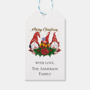 Christmas Gnomes Red Green Festive Trendy Gift Tags