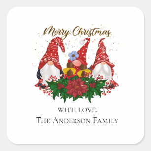 Christmas Gnomes Red Green Festive Trendy  Square Sticker