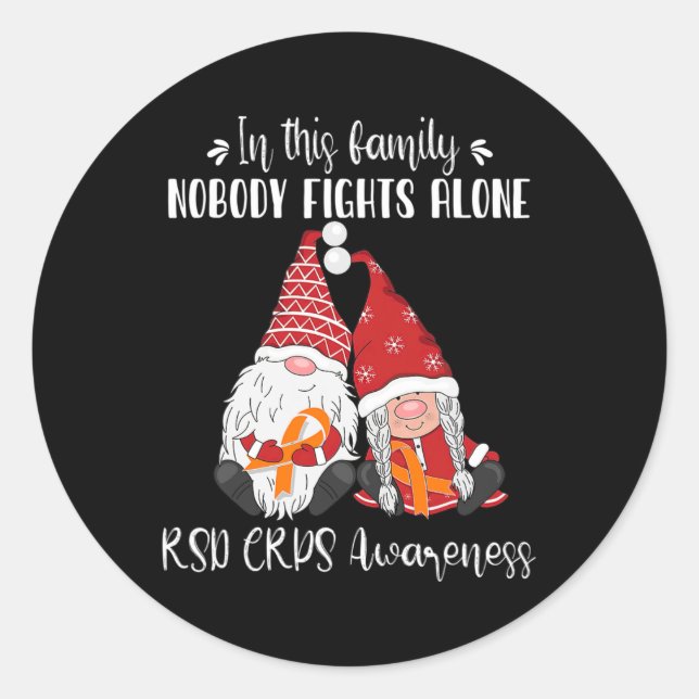 Christmas Gnomes RSD CRPS Awareness  Classic Round Sticker (Front)