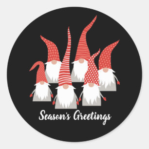 Christmas Gnomes Seasons Greetings Holiday Elf Classic Round Sticker