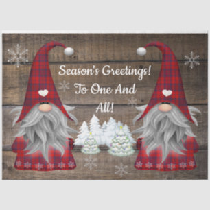 Christmas Gnomes Season's Greetings Rustic Wood Tissue Paper