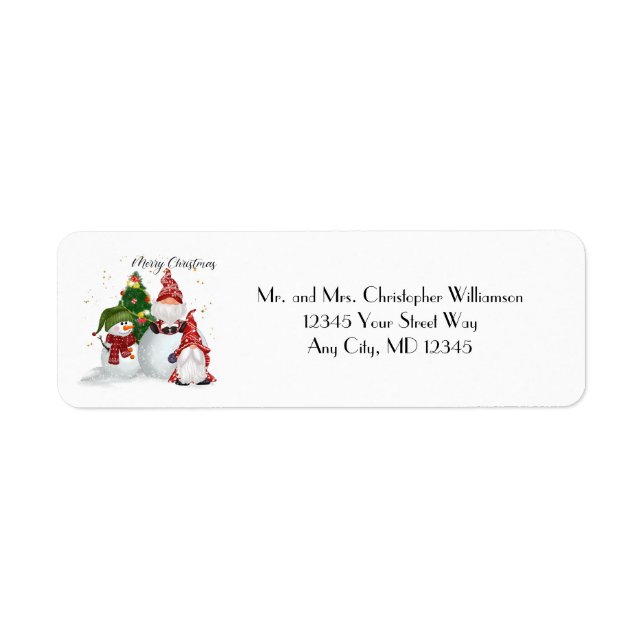 Christmas Gnomes Snowmen Return address (Front)