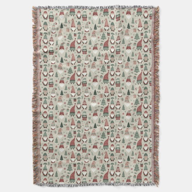 Christmas Gnomes Throw Blanket (Front Vertical)