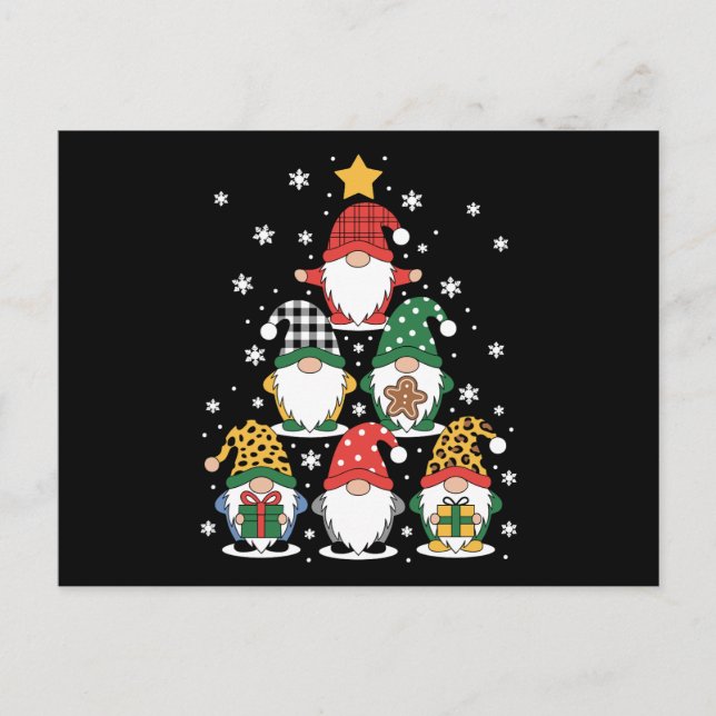 Christmas Gnomes Tree Stack Xmas Snowflake Cookie Holiday Postcard (Front)