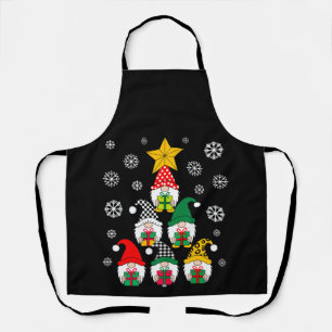 Christmas Gnomes Tree Star Gifts Snowflakes Xmas Apron