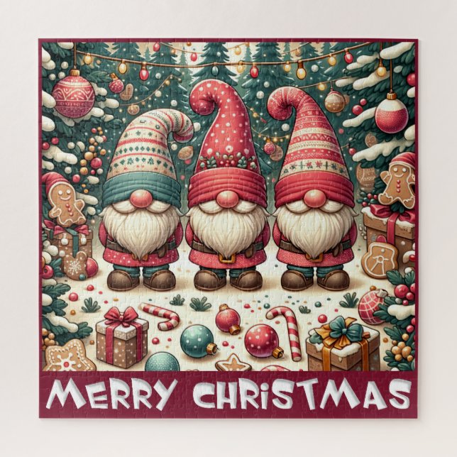 Christmas Gnomes Trio Puzzle (Vertical)