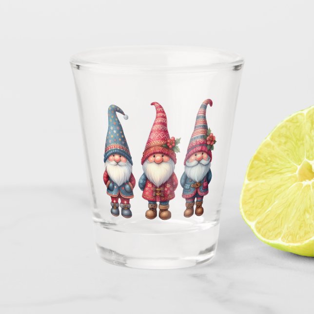 Christmas Gnomes Trio Shot Glass (Front)