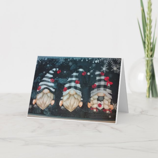"CHRISTMAS GNOMES W/ CHRISTMAS WISHES" CARD (Front)