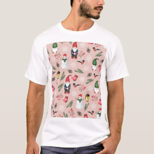 Christmas Gnomes Watercolor Seamless Pattern T-Shirt