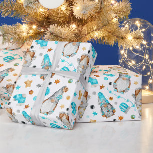Christmas Gnomes with Cute Rustic Decorations  Wrapping Paper