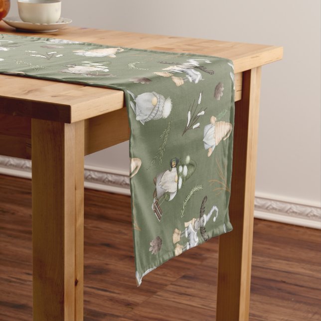 Christmas Gnomes Woodland Short Table Runner (In Situ)