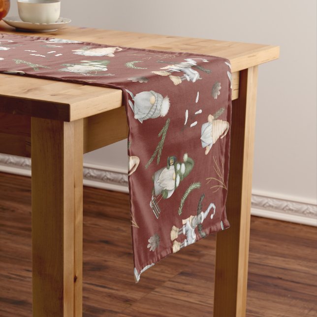 Christmas Gnomes Woodland Short Table Runner (In Situ)