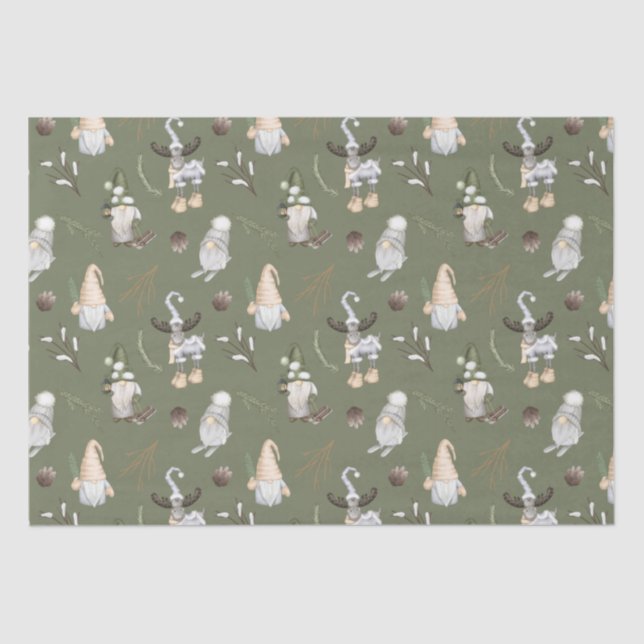 Christmas Gnomes Woodland Tissue Paper (Front)