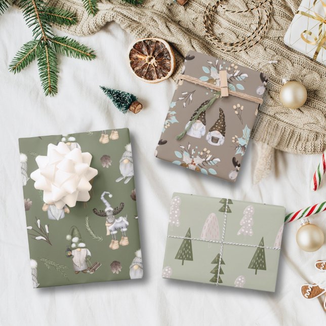 Christmas Gnomes Woodland Wrapping Paper Sheets (Creator Uploaded)