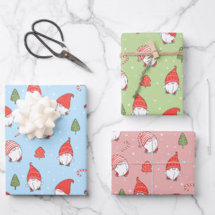 Christmas Gnomes Wrapping Paper  Set of 3
