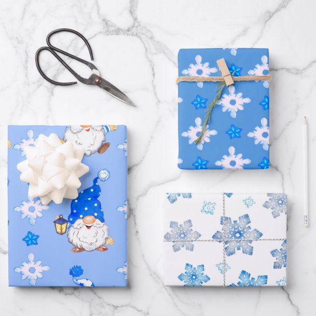 Christmas Gnomes Wrapping Paper Sheet (Front)