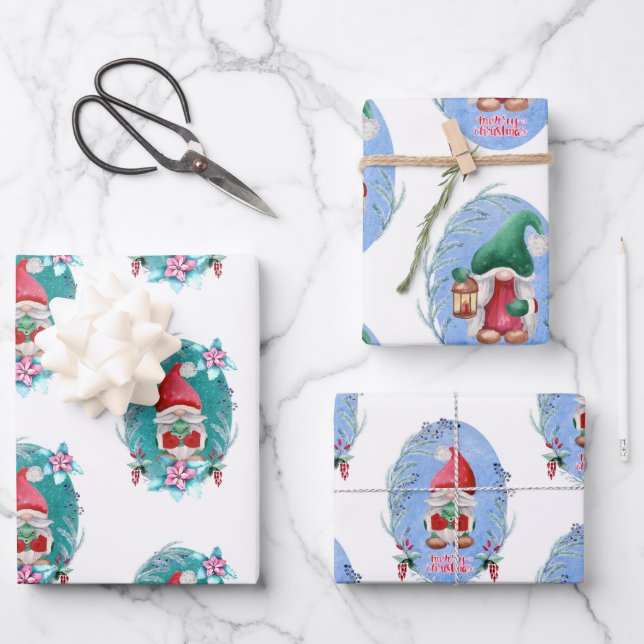 Christmas Gnomes  Wrapping Paper Sheet (Front)