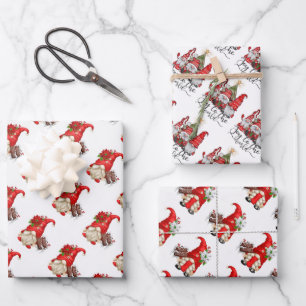 Christmas Gnomes Wrapping Paper Sheet