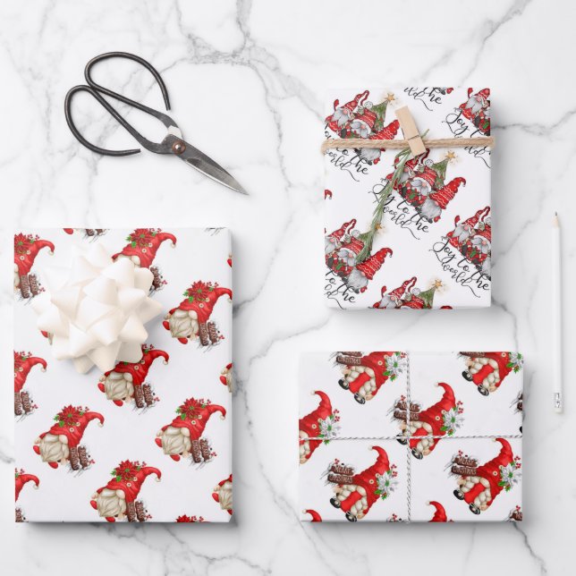 Christmas Gnomes Wrapping Paper Sheet (Front)