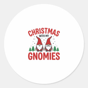 Christmas Gnomies Holiday Gnome Design Classic Round Sticker