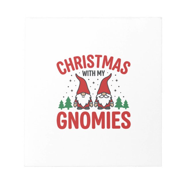 Christmas Gnomies Holiday Gnome Design Notepad (Front)