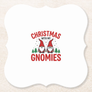 Christmas Gnomies Holiday Gnome Design Paper Coaster