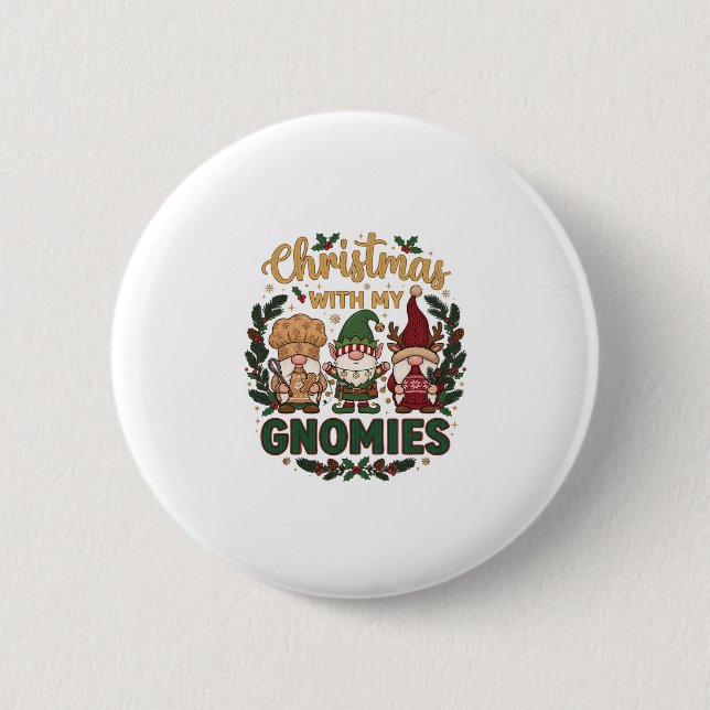 Christmas Gnomies String Lights Candy Cane 6 Cm Round Badge (Front)