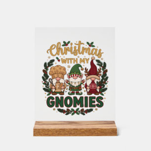 Christmas Gnomies String Lights Candy Cane Acrylic Sign