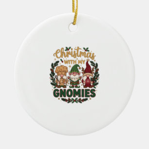 Christmas Gnomies String Lights Candy Cane Ceramic Tree Decoration