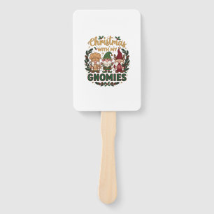 Christmas Gnomies String Lights Candy Cane Hand Fan