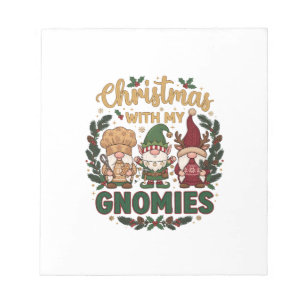 Christmas Gnomies String Lights Candy Cane Notepad