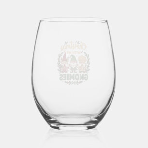 Christmas Gnomies String Lights Candy Cane Stemless Wine Glass