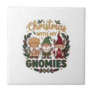 Christmas Gnomies String Lights Candy Cane Tile