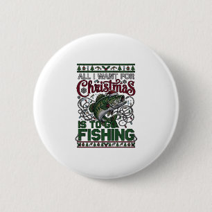 Christmas Go Fishing Fish Santa Hat Lights 6 Cm Round Badge