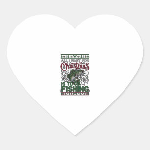 Christmas Go Fishing Fish Santa Hat Lights Heart Sticker