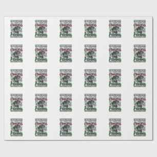 Christmas Go Fishing Fish Santa Hat Lights Wrapping Paper