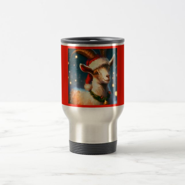 Christmas Goat 2 Travel Mug (Center)