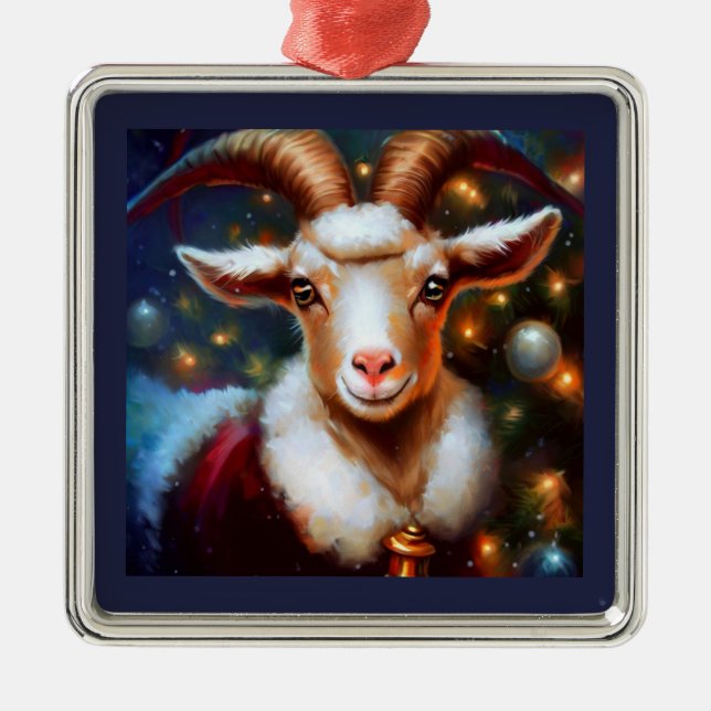 Christmas Goat 4 Metal Tree Decoration (Front)